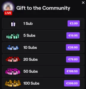most gifted subs twitch